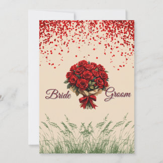 Convite de Casamento Elegantes Rosas Vermelhas