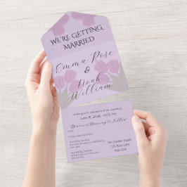 Convite de Casamento Elegantes Tulipas Rosa Tudo e