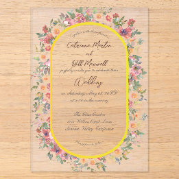 Convite de Casamento em Acrílico com Florais Botân