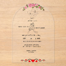 Convite de Casamento em Acrílico com Floral Elegan