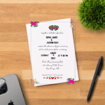 Convite de Casamento em Acrílico Corações Colorido