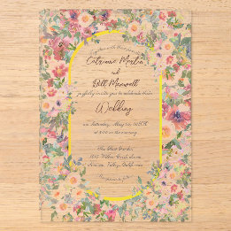 Convite de Casamento em Acrílico Flora em Flor