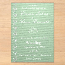 Convite de Casamento em Acrílico Verde Pistácio El
