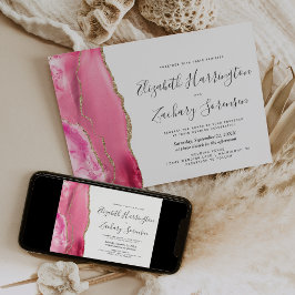Convite de Casamento em Ágata com Ouro Rosa Modern