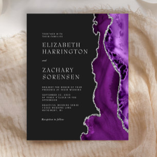 Convite de Casamento em Ágata Roxa Orçamento Prata