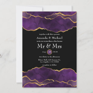 Convite de Casamento em Ágata Roxo e Dourado