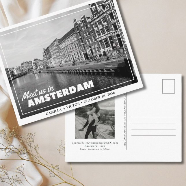 Convite de casamento em Amsterdã - cartão-postal (Amsterdam Wedding Save the Date)