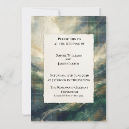Convite de Casamento em Aquarela Azul Turquesa Som