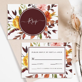 Convite de Casamento em Aquarela Burgundy Jardim d