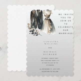 Convite de Casamento em Aquarela Elegante – Arco M