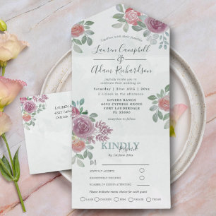 Convite de Casamento em Aquarela Floral Burgundy &