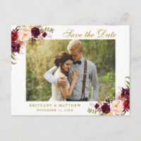 Convite de casamento em aquarela floral burgundy d