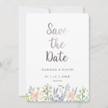 Convite de casamento em aquarela floral rosa cor d
