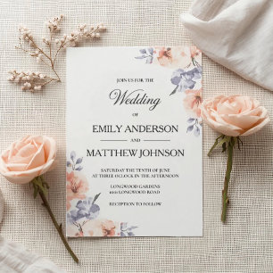 Convite de Casamento em Aquarela Lavanda Elegante