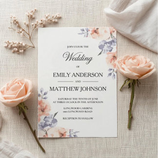 Convite de Casamento em Aquarela Lavanda Elegante
