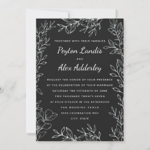 Convite de Casamento em Arte de Linha Botânica Pre