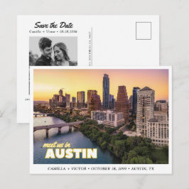 Convite de casamento em Austin com data para salva