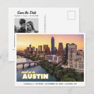 Convite de casamento em Austin com data para salva