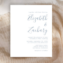 Convite de Casamento em Azul Empoeirado Escrito Mo