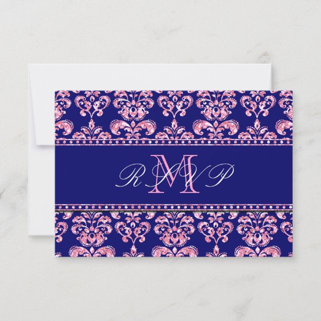 Convite de Casamento em Azul Marinho com Glitter R (Frente)