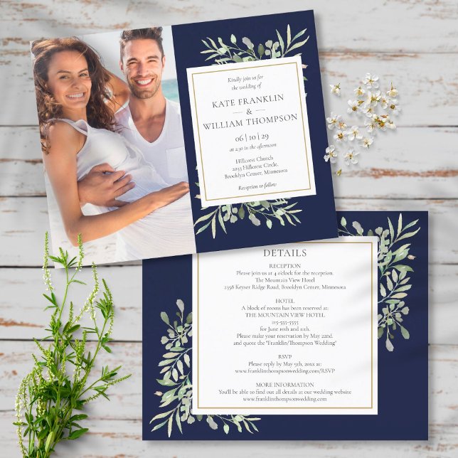Convite de Casamento em Azul Marinho Orçamento Tot (Criador carregado)