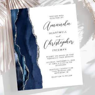 Convite de Casamento em Azul Naval com Ágata Prate