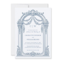 Convite de Casamento em Azul Poeirento com Arco Ba