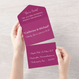 Convite de Casamento em Bloco de Cor Magenta – Mod