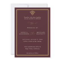 Convite de Casamento em Burgundy Old Money