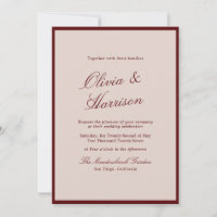 Convite de Casamento em Caligrafia Vinho Escuro Ol