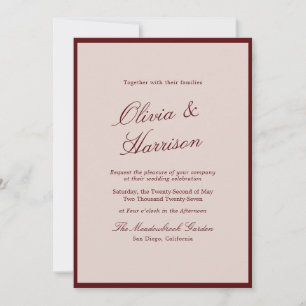 Convite de Casamento em Caligrafia Vinho Escuro Ol