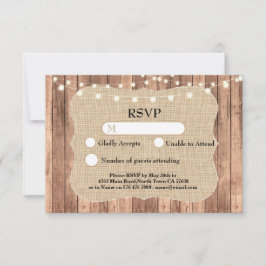 Convite de Casamento em Cartão de Madeira com RSVP