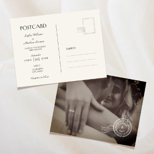 Convite de Casamento em Cartão Postal Clássico Vin