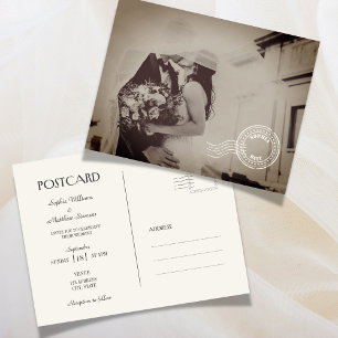Convite de Casamento em Cartão Postal Clássico Vin