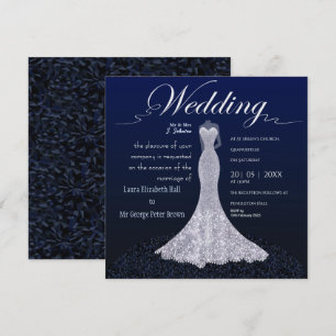 Convite de casamento em cartão postal com vestido
