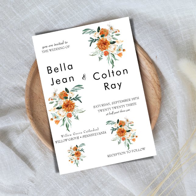 Convite de casamento em cascata Floral Romântica B (Criador carregado)