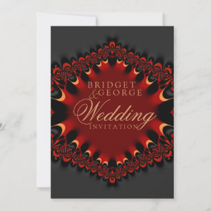 Convite de Casamento em Cetim Gótico Vermelho+Pret