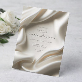 Convite de casamento em cetim marfim elegante