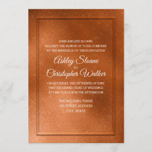 Convite de Casamento em Cobre e Creme Elegante