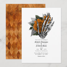 Convite de casamento em código QR floral laranja g