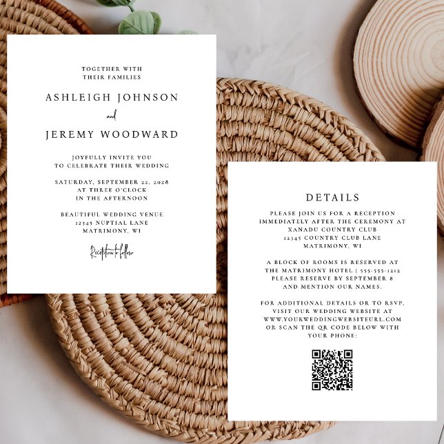 Convite de Casamento em Código QR Preto e Branco E (Criador carregado)
