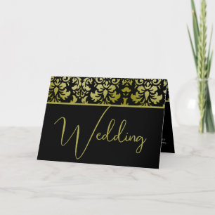 Convite de Casamento em Damasco Amarelo e Preto