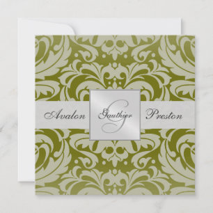 Convite de Casamento em Damask com Monograma Oliva