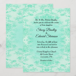 Convite de Casamento em Damask Verde Menta