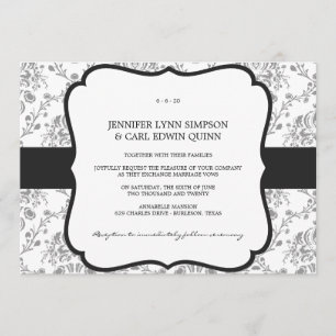 Convite de Casamento em Damask Vitoriano (Preto)