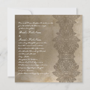 Convite de Casamento em Damasko Vintage Marrom Ped