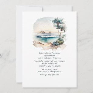 Convite de Casamento em Destino de Praia Tropical