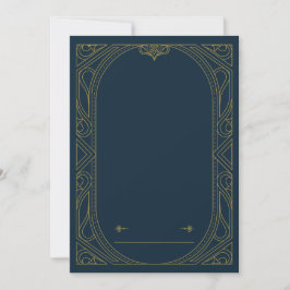 Convite de Casamento em Estilo Art Déco Azul Escur