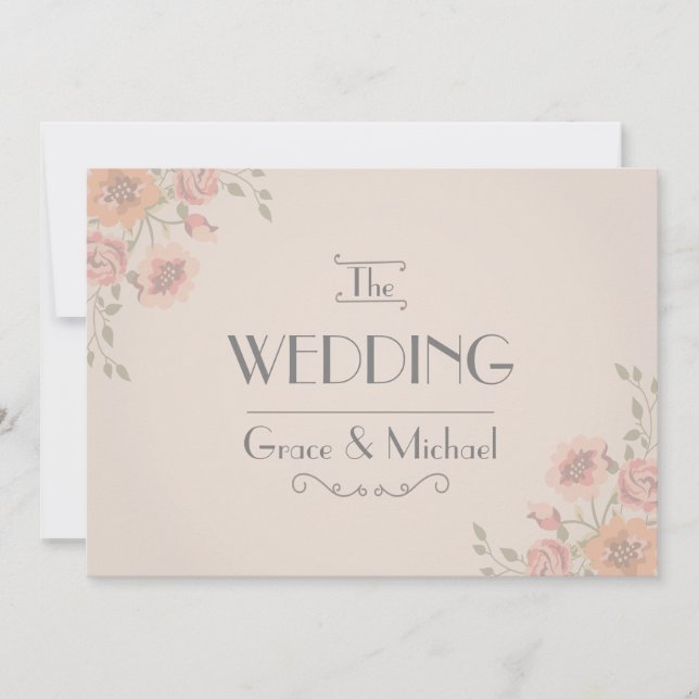 Convite de Casamento em Estilo de Cartão Postal Fl (Frente)