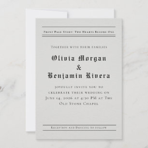 Convite de Casamento em Estilo de Jornal